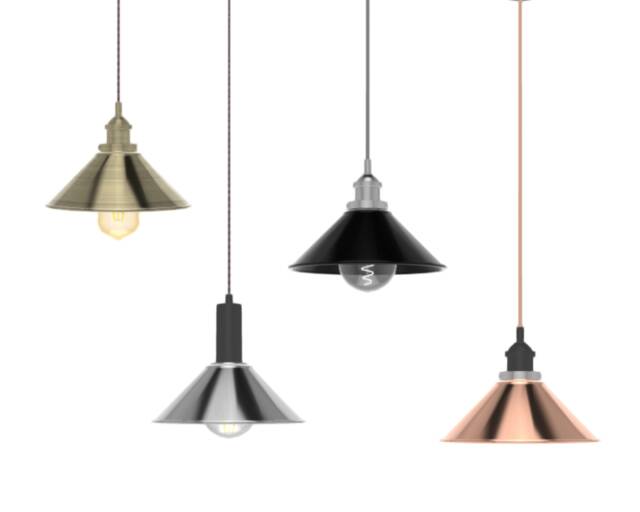 Custom Metal Shade Pendant Light - Cone in Copper, Brass, Nickel, Or Black Modern Ceiling For Kitchen Bar - image 1