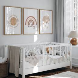 Nursery Prints, Nursery Decor, Gender Neutral, Boho, Rainbow Decor, Beige, Baby Bedroom, Kids, Playroom, Boys, Girls, Personalised, Sunshine, Wall - thumbnail 2