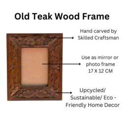 Hand Carved Floral Wooden Photo Frame, Vintage Style 4x7 - thumbnail 3