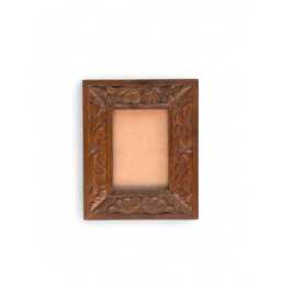 Hand Carved Floral Wooden Photo Frame, Vintage Style 4x7 - thumbnail 1