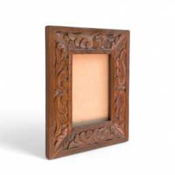 Hand Carved Floral Wooden Photo Frame, Vintage Style 4x7 - thumbnail 4