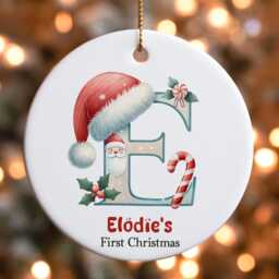 Personalized Baby's First Christmas Ornament Initial Ceramic Bauble - thumbnail 3