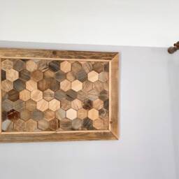 Reclaimed Wood Wall Art Geometric Honeycomb Centerpiece - thumbnail 3