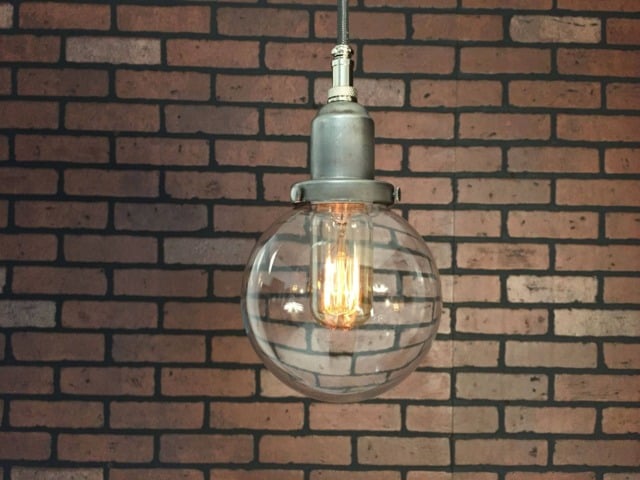 "Industrial Pendant -Raw Steel 5"" Small Glass Globe Shade With Patented ""Huila Connectors" - image 1