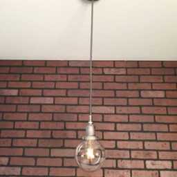 "Industrial Pendant -Raw Steel 5"" Small Glass Globe Shade With Patented ""Huila Connectors" - thumbnail 2