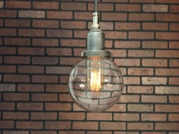 "Industrial Pendant -Raw Steel 5"" Small Glass Globe Shade With Patented ""Huila Connectors"