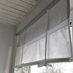 Scandinavian, Roman Blind, Stripes, Striped Curtain, Grey, White, Beige, Vintage, Cafe Shabby Chic, Country Style - thumbnail 3