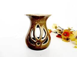 Essential Oil Diffuser Ceramic Burner Hot Brown Green Porcelain Room Fragrance Lotus Lily Feng Shui Aromatherapy Candle Warmer Home Decor - thumbnail 1