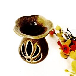 Essential Oil Diffuser Ceramic Burner Hot Brown Green Porcelain Room Fragrance Lotus Lily Feng Shui Aromatherapy Candle Warmer Home Decor - thumbnail 2