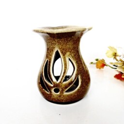 Essential Oil Diffuser Ceramic Burner Hot Brown Green Porcelain Room Fragrance Lotus Lily Feng Shui Aromatherapy Candle Warmer Home Decor - thumbnail 3