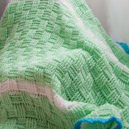 Basketweave Baby Crocheted Blanket - Nursery Stroller Heirloom Newborn - thumbnail 2