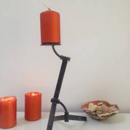Original Metal Candleholder, Industrial Design Art Decor, Sculpture - thumbnail 4