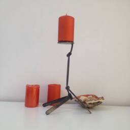 Original Metal Candleholder, Industrial Design Art Decor, Sculpture - thumbnail 3