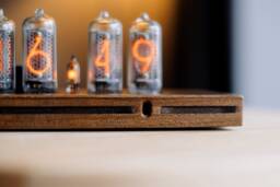 The Slim Time Capsule - In-14 Nixie Clock in Wooden Case With A Plastic Bottom Cover