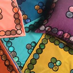 Ombr?? Circle Velvet Cushion, Turquoise + Jade - thumbnail 3