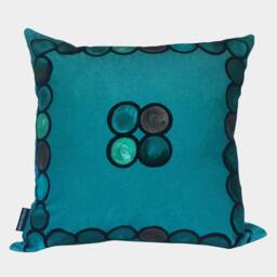 Ombr?? Circle Velvet Cushion, Turquoise + Jade - thumbnail 2