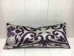 Handwoven Silk Ikat Lumbar Pillow Cover 10x24 Accent Cushion