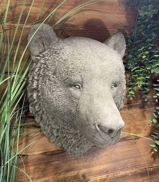 stone Garden Large Detailed Bear Head Wall Hanging Plaque Ornament - image 1
