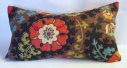 "One Richloom Suzani Lumbar Pillow Cover in Browns, Blues & Cream 12x18, 12x20"" 14x22, 14x20"" 16x22" - thumbnail 1