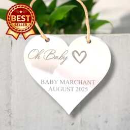 Personalized Acrylic Mirror Heart New Baby Wall Art