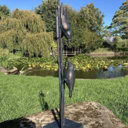 Metal Cast Aluminium Birds in Reeds Statue Garden Ornament - thumbnail 3