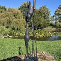 Metal Cast Aluminium Birds in Reeds Statue Garden Ornament - thumbnail 4