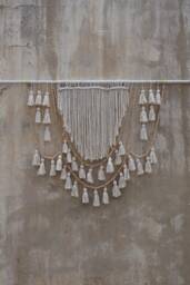Tassels Nursery Wall Decorations, Wood Bead Garland, Macrame Headboard, Boho Decor - thumbnail 1