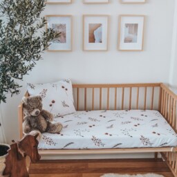 Autumn Flower Sheet, Soft Cotton Baby Crib Spring Nursery Twin Bed Setting, Set - thumbnail 2