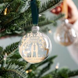 Wedding Couple Beneath Tree Foiled Christmas Bauble - thumbnail 1