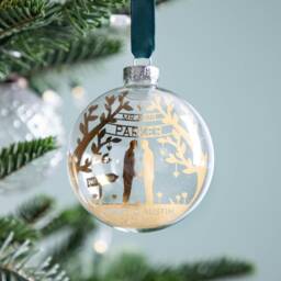 Wedding Couple Beneath Tree Foiled Christmas Bauble - thumbnail 2