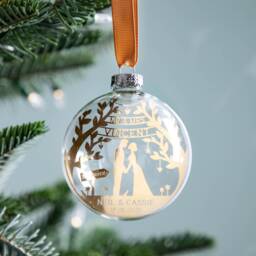 Wedding Couple Beneath Tree Foiled Christmas Bauble - thumbnail 3
