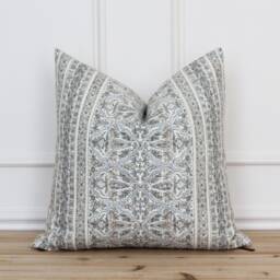 Neutral Block Printed Pillow Cover - Modern Farmhouse Indian Print Handmade 20 X 16 26 Lasha
