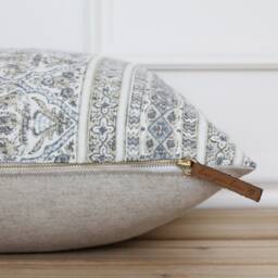 Neutral Block Printed Pillow Cover - Modern Farmhouse Indian Print Handmade 20 X 16 26 Lasha - thumbnail 2