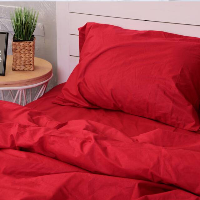 100% Cotton Pillowcase in Red. Handmade Pillow Case Organic Slip Cover Natural Custom Sham European Us Sizes - image 1