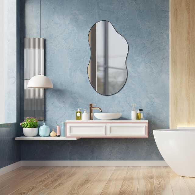 Irregular Wavy Mirror, Asymmetrical Wall Aesthetic Bathroom Mirror Decor, Housewarming Gift, Gift For Friend - image 1