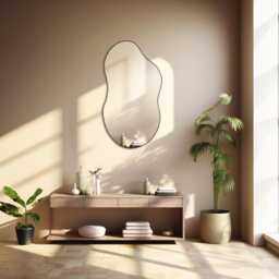Irregular Wavy Mirror, Asymmetrical Wall Aesthetic Bathroom Mirror Decor, Housewarming Gift, Gift For Friend - thumbnail 2