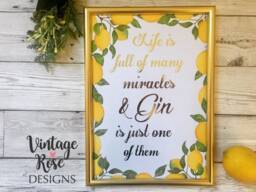 Gin Quote Gold Foil Print, Gift, & Tonic Sign, Kitchen Decoration, Gift For Lover, Art - thumbnail 1