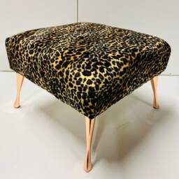 Leopard Print Footstool - Rose Gold Legs, Animal Ottoman