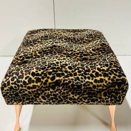 Leopard Print Footstool - Rose Gold Legs, Animal Ottoman - thumbnail 4