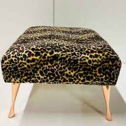 Leopard Print Footstool - Rose Gold Legs, Animal Ottoman - thumbnail 2
