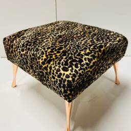 Leopard Print Footstool - Rose Gold Legs, Animal Ottoman - thumbnail 3