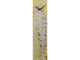 Grey & Yellow Modern Glass Wall Clock Or Unique Desk Clock, Original With Abstract Art Design Clocks Unusual