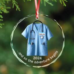 Personalized Scrubs Nurse Ornament, Doctor Christmas Glass Healthcare Workers, Gift For Co-Worker, Rn Keepsake, Bsn Costume - thumbnail 1