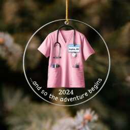 Personalized Scrubs Nurse Ornament, Doctor Christmas Glass Healthcare Workers, Gift For Co-Worker, Rn Keepsake, Bsn Costume - thumbnail 3