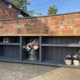 Handmade Rustic Wood Entryway Bench With Shoe Storage Farmhouse Organizer - thumbnail 3