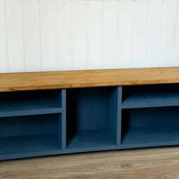 Handmade Rustic Wood Entryway Bench With Shoe Storage Farmhouse Organizer - thumbnail 2