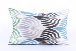 Ikat Silk Velvet Pillow 16x24 - Handmade Boho Cushion Cover Turkish Home Decor Accent - thumbnail 1