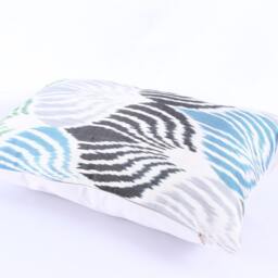 Ikat Silk Velvet Pillow 16x24 - Handmade Boho Cushion Cover Turkish Home Decor Accent - thumbnail 3