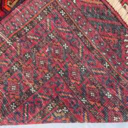 3x5 Red Bokhara Afghan Rug, Turkmen Oriental Geometric Khal Mohammedi Bukhara Handmade Livingroom, D??cor Office Rug - thumbnail 4