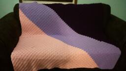 stripped Crocheted Afghan Blanket - thumbnail 1